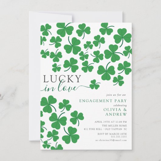 Shamrock Romance Gelukkig Verliefd Verloving Kaart (Voorkant)