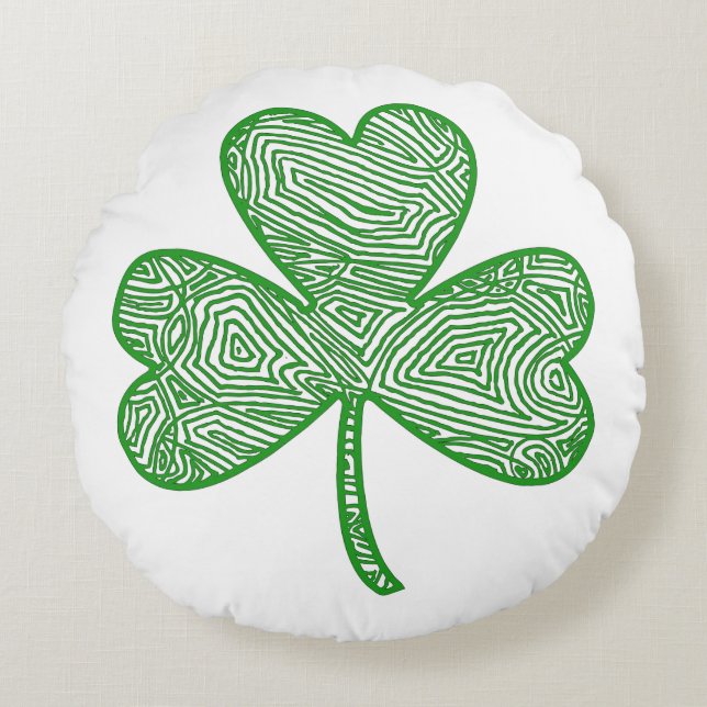 Shamrock Rond Kussen (Voorkant)