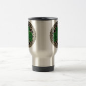 Shamrock, rooster en Keltische knopen op zwarte Mo Reisbeker (Center)