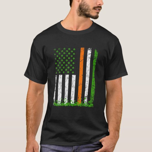 Shamrock Saint Patrick's Day American Flag Patriot T-shirt (Voorkant)