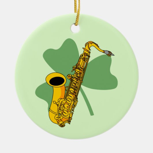 Shamrock-saxofoon Keramisch Ornament (Voorkant)