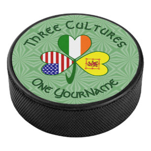 Shamrock Scot Leeuw Ierland USA Vlaggen Persoonlij Hockey Puck