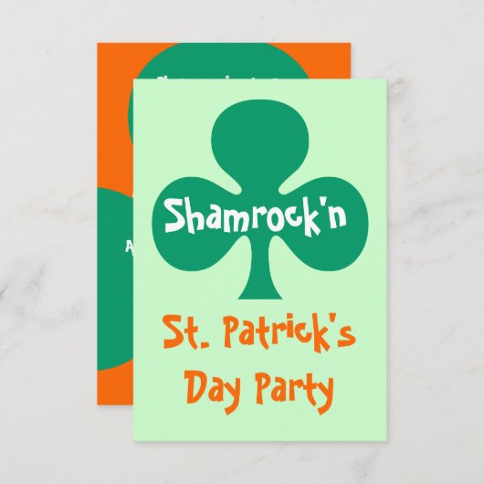 Shamrock shamrock'n party Invitation kelly green Kaart (Voorkant / Achterkant)