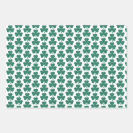Shamrock Shape Plaid Classic Green Inpakpapier Vel