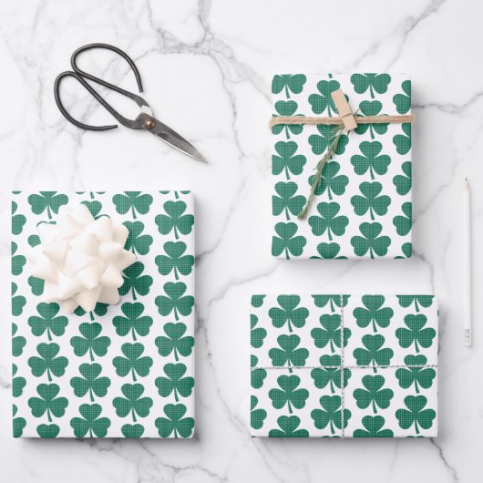 Shamrock Shape Plaid Classic Green Inpakpapier Vel (Voorkant)