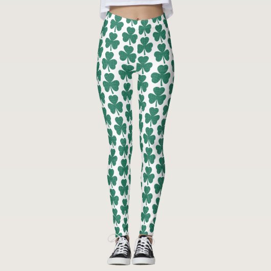 Shamrock Shape Plaid Classic Green Leggings (Voorkant)