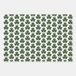 Shamrock Shape Plaid Dark Green Inpakpapier Vel