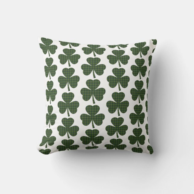 Shamrock Shape Plaid Dark Green Kussen (Voorkant)
