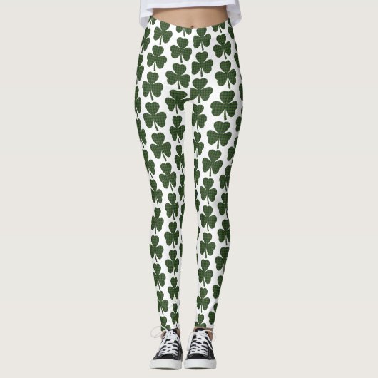 Shamrock Shape Plaid Dark Green Leggings (Voorkant)