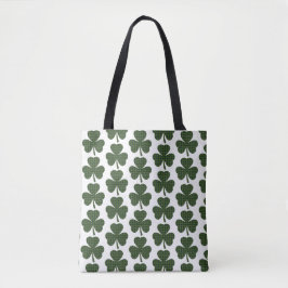 Shamrock Shape Plaid Dark Green Tote Bag