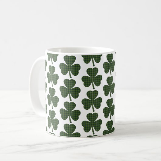 Shamrock Shape Plaid Green Evergreen Koffiemok (Voorkant links)