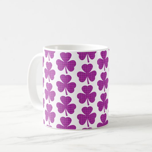 Shamrock Shape Plaid Pink Purple Koffiemok (Voorkant links)