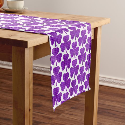 Shamrock Shape Plaid Purple Table Runner Korte Tafelloper (Voorbeeld)