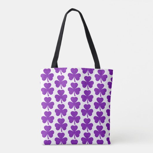 Shamrock Shape Plaid Purple Tote Bag (Achterkant)