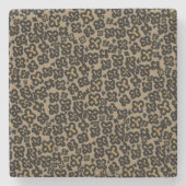 Shamrock Shaped Leopard Print in Natural Colors Stenen Onderzetter (Voorkant)