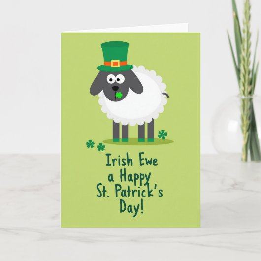 Shamrock Sheep Holiday Card Kaart (Voorkant)
