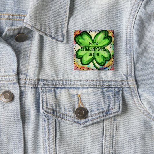 Shamrock Shenanigans Vierkante Button 5,1 Cm (In situ)