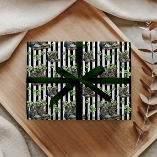 Shamrock Shoes Klassiek Zwart Wit Gestreept Cadeaupapier