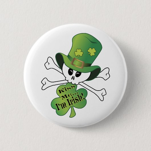 Shamrock Skull Ronde Button 5,7 Cm (Voorkant)