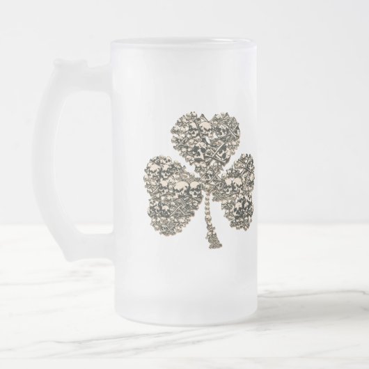 Shamrock Skulls Gothic Matglas Bierpul (Links)