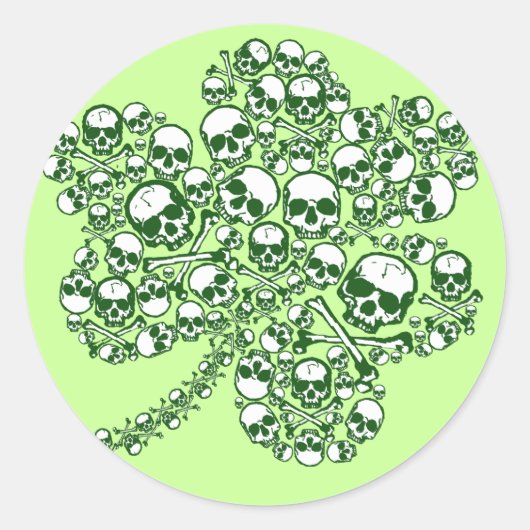 Shamrock Skulls Ronde Sticker (Voorkant)