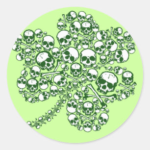 Shamrock Skulls Ronde Sticker