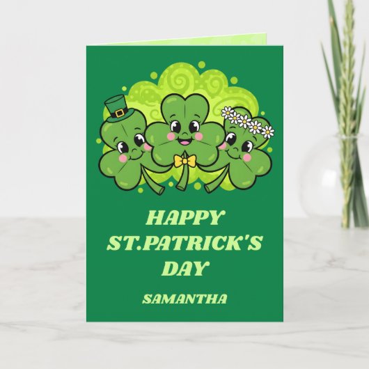 Shamrock Smiles St. Patrick’s Day Card Kaart (Voorkant)