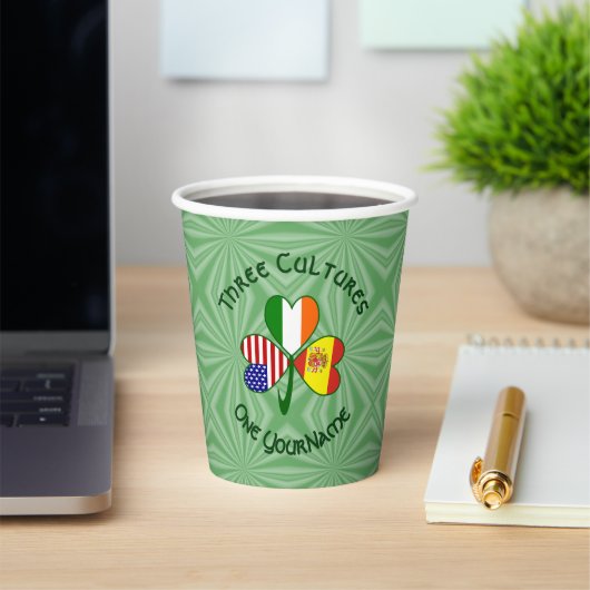 Shamrock Spain Ireland USA Personalized Text Papieren Bekers (Insitu)