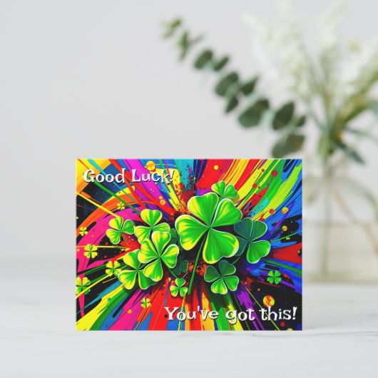[Shamrock Splash] Regenboog Verfspatten Goede Gelu Briefkaart (Staand voorkant)