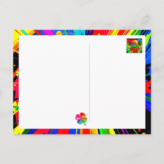 [Shamrock Splash] Regenboog Verfspatten Veel Geluk Briefkaart (Achterkant)