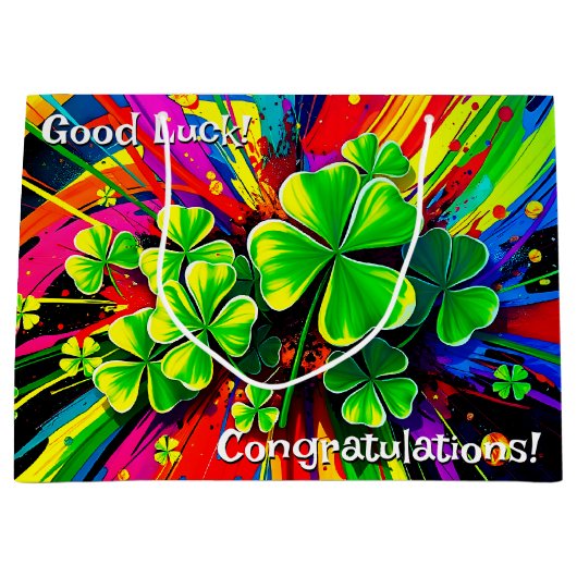 [Shamrock Splash] Regenboogkleuren Paint Splatter Groot Cadeauzakje (Voorkant)