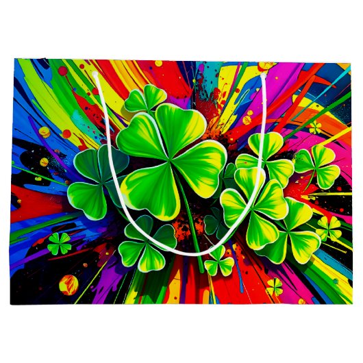 [Shamrock Splash] Regenboogkleuren Paint Splatter Groot Cadeauzakje (Achterkant)