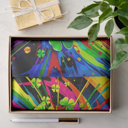 [Shamrock Splash] Regenboogkleuren Paint Splatter Tissuepapier (Geschenk)