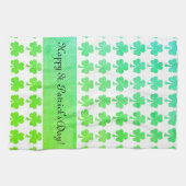Shamrock St Patrick Day Jouw tekst aqua groen wit Theedoek (Horizontaal)