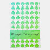Shamrock St Patrick Day Jouw tekst aqua groen wit Theedoek (Verticaal)