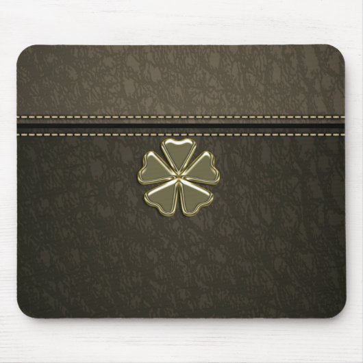 Shamrock St.Patrick`s Dag, Bruin Leer Muismat (Voorkant)