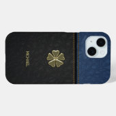 Shamrock St.Patrick`s Dag,Zwart Blauwe Leren Case-Mate iPhone Case (Achterkant (horizontaal))
