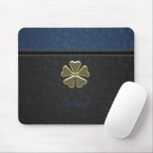 Shamrock St.Patrick`s Day,Blauw Leer Muismat (Met muis)