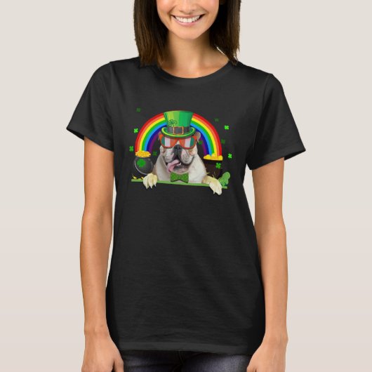 Shamrock St Patrick s Day French Bulldog Leprechau T-shirt (Voorkant)