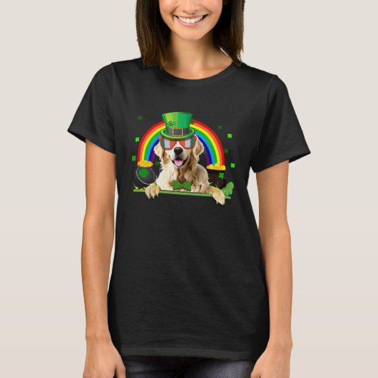 Shamrock St Patrick s Day Golden Retriever Leprech T-shirt (Voorkant)
