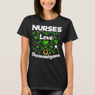 Shamrock St Patricks Dag Verpleegkundigen Liefde S T-shirt