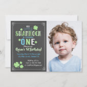 Shamrock St. Patrick's Day 1st Boy Birthday Invite Kaart (Voorkant)