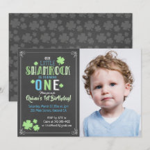 Shamrock St. Patrick's Day 1st Boy Birthday Invite