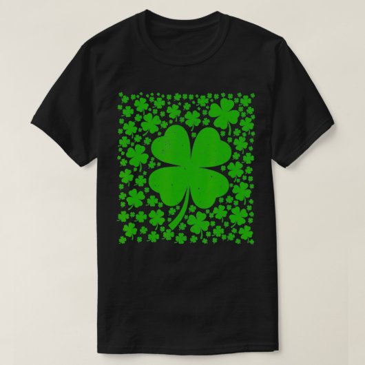 Shamrock St Patricks Day 4 Leaf Clover Paddys Day T-shirt (Design voorkant)
