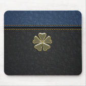 Shamrock St.Patrick's Day, Blue Black Leather Muismat (Voorkant)