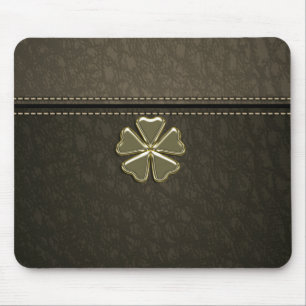 Shamrock St.Patrick's Day, bruin leder Muismat