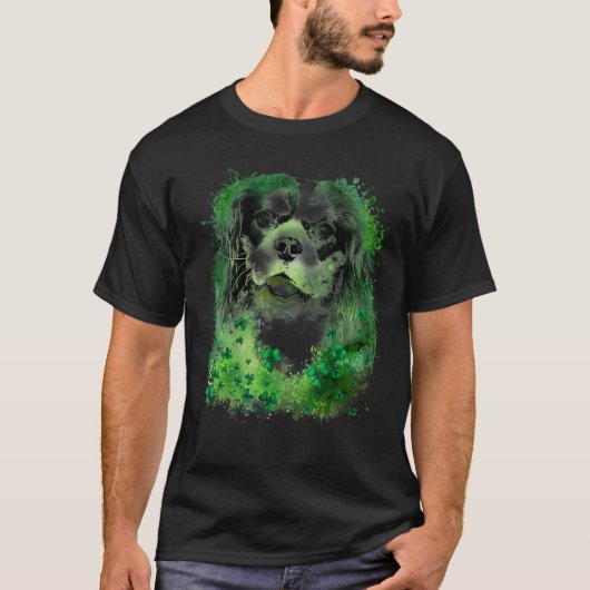 Shamrock St Patrick's Day Cavalier King Charles Sp T-shirt (Voorkant)