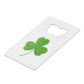 Shamrock St. Patrick's Day Creditkaart Flessenopener (Voorkant Gekanteld)