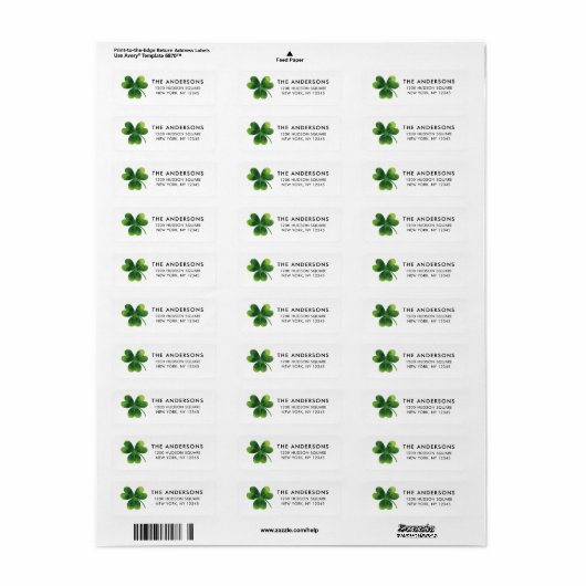 Shamrock St. Patrick's Day Elegant Etiket (Full Sheet)