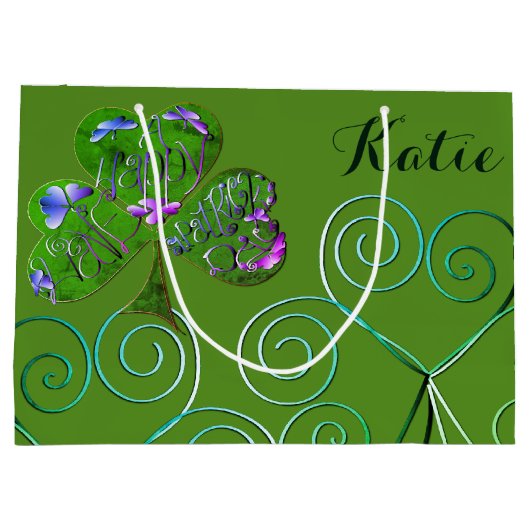 Shamrock St. Patrick's Day Gift Bag Groot Cadeauzakje (Achterkant)